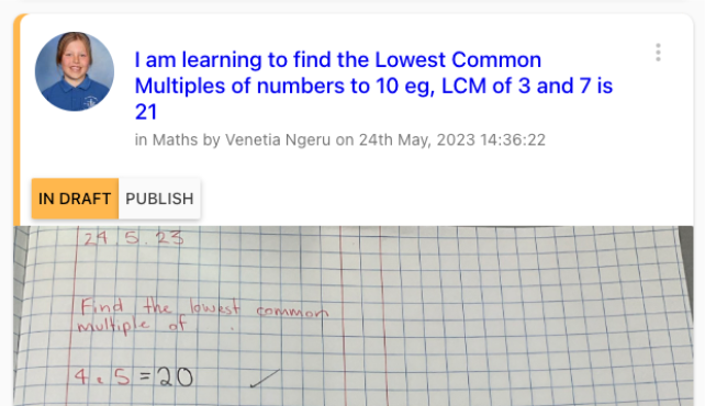 Maths Learning Page Evidence - St John Bosco School